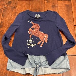 Floppy sequin unicorn top - girl 10-12